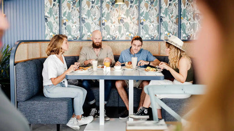 Custom Tiled Table Top And Custom Booth Seating At Hotel Pacific 76