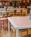 Custom Tiled Tables On Castors With Sienna Bar Stools And Bentwood Stools At The Moseley Bar Kitchen 52