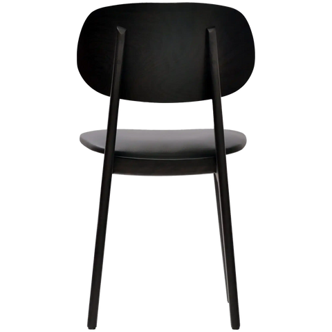 Dan Dining Chair In Wenge Timber With Black Vinyl Seat, Viewed From Back