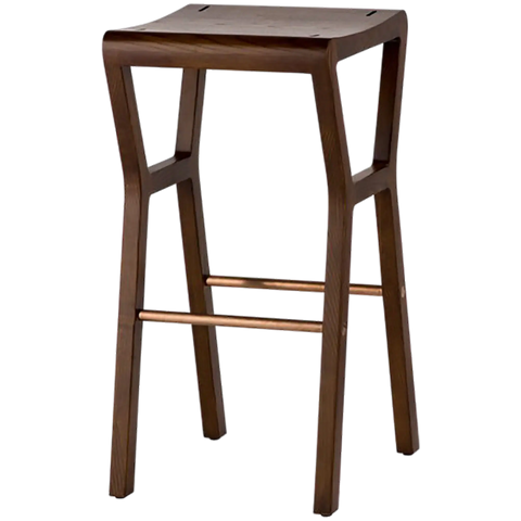 Dita Bar Stool In Walnut, Viewed From Front Angle