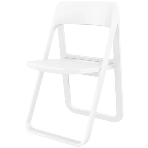 Dream Folding Chair By Siesta In White, Viewed From Angle In Front