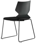 Fly Chair By Claudio Bellini With Black Shell With Black Seat Pad On Black Sled Frame, Viewed From Angle In Front