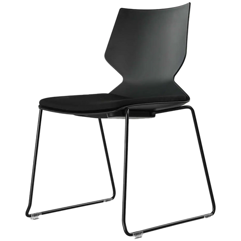 Fly Chair By Claudio Bellini With Black Shell With Black Seat Pad On Black Sled Frame, Viewed From Angle In Front