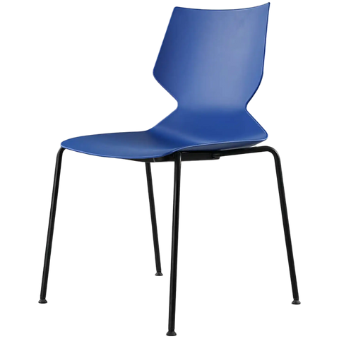 Fly Chair By Claudio Bellini With Blue Shell On Black 4 Leg Frame, Viewed From Angle In Front