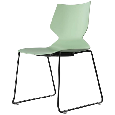 Fly Chair By Claudio Bellini With Light Green Shell On Black Sled Frame, Viewed From Angle In Front