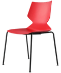 Fly Chair By Claudio Bellini With Red Shell On Black 4 Leg Frame, Viewed From Angle In Front