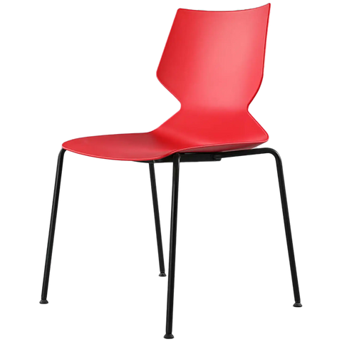 Fly Chair By Claudio Bellini With Red Shell On Black 4 Leg Frame, Viewed From Angle In Front