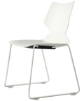 Fly Chair By Claudio Bellini With White Shell On White Sled Frame, Viewed From Angle In Front