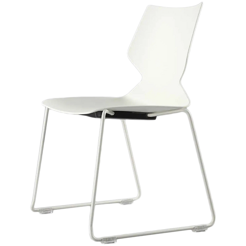 Fly Chair By Claudio Bellini With White Shell On White Sled Frame, Viewed From Angle In Front