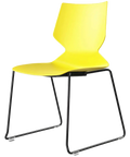Fly Chair By Claudio Bellini With Yellow Shell On Black Sled Frame, Viewed From Angle In Front