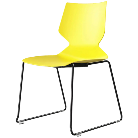 Fly Chair By Claudio Bellini With Yellow Shell On Black Sled Frame, Viewed From Angle In Front