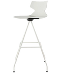 Fly Stool By Claudio Bellini With White Shell On White Swivel Frame, Viewed From Angle In Front