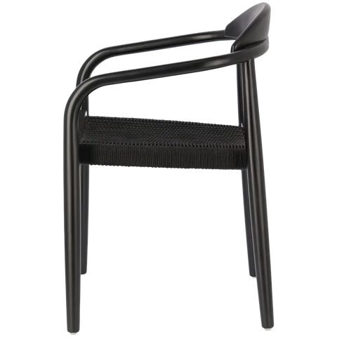 Glynis Armchair With Black Timber Frame And Black Rope Seat, Viewed From Side