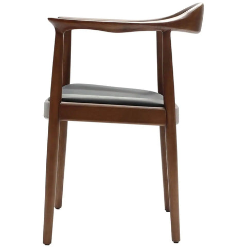 Hansel Armchair In Walnut With Black Vinyl Seat Pad, Viewed From Side