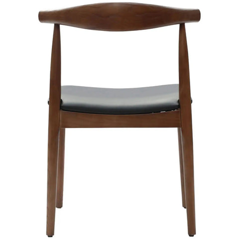 Hansel Elbow Chair In Walnut With Black Vinyl Seat Pad, Viewed From Back