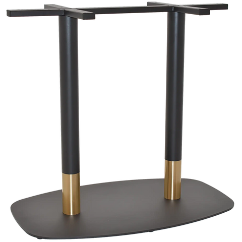 Helsinki Dining Base In Black With Brass Collar Twin View Front Angle