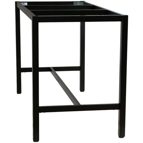 Henley Bar Table Frame In Satin Black To Suit 1800x800 Top, Viewed From End
