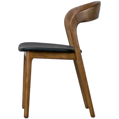 Idalia Chair Walnut Frame Black Vinyl Seat, Viewed From Side