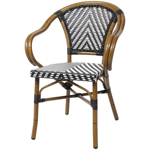 Jasmine Armchair With Chevron Patter In Black, Viewed From Side