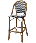 Jasmine Barstool With Backrest In Chevron Black And White, Viewed From Front Angle