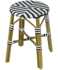 Jasmine Low Stool Cross Weave In Black And White, Viewed From Above