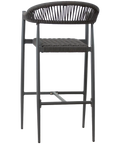 Jodie Armchair Barstool With Charcoal Rope And Charcoal Frame, Viewed From Back