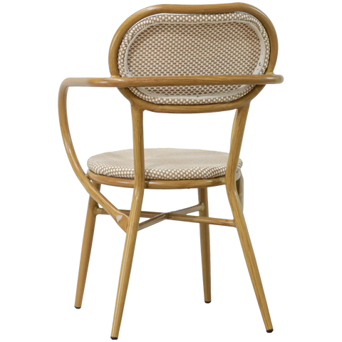 Josephine Armchair With Oak Look Frame And Champagne Texteline Seat And Back, Viewed From Back