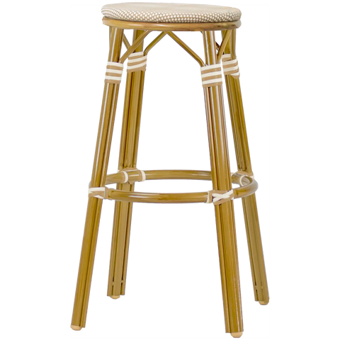 Josephine Barstool No Back Oak Look Frame Champagne Texteline,, Viewed From Angle