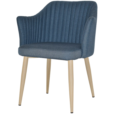 Kuji Chair Birch Metal 4 Leg With Gravity Denim Shell, Viewed From Angle In Front