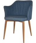 Kuji Chair Light Oak Metal 4 Leg With Gravity Denim Shell, Viewed From Angle In Front