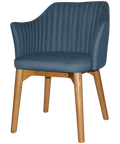 Kuji Chair Light Oak Timber 4 Leg With Gravity Denim Shell, Viewed From Angle In Front