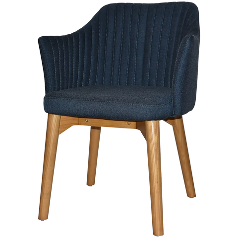 Kuji Chair Light Oak Timber 4 Leg With Gravity Navy Shell, Viewed From Angle In Front