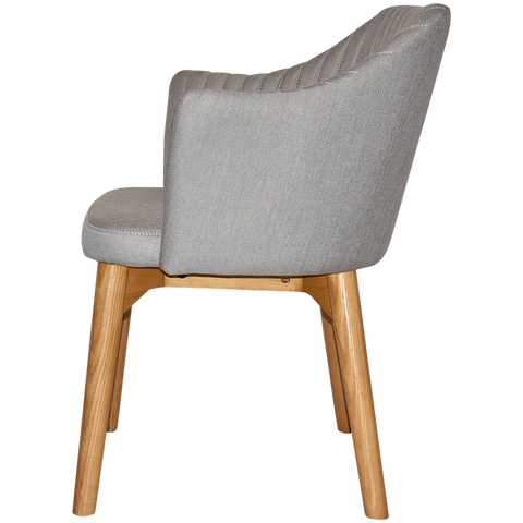 Kuji Chair Light Oak Timber 4 Leg With Gravity Steel Shell, Viewed From Side