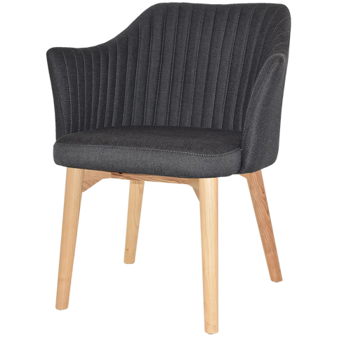 Kuji Chair Natural Timber 4 Leg With Gravity Slate Shell, Viewed From Angle In Front