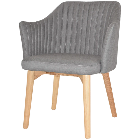 Kuji Chair Natural Timber 4 Leg With Gravity Steel Shell, Viewed From Angle In Front