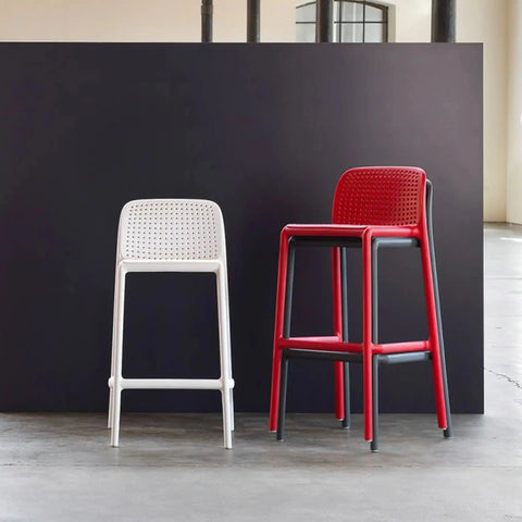 Lido Bar Stool By Nardi In Red, Anthracite And White