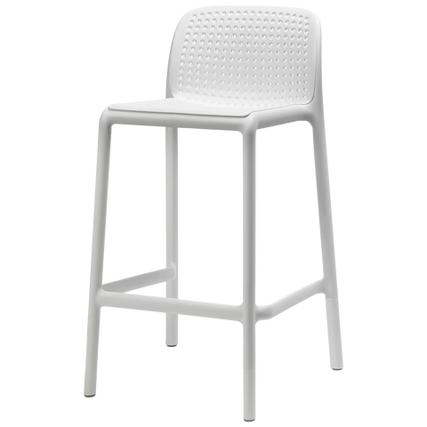 Lido Counter Stool By Nardi In White, Viewed From Angle In Front