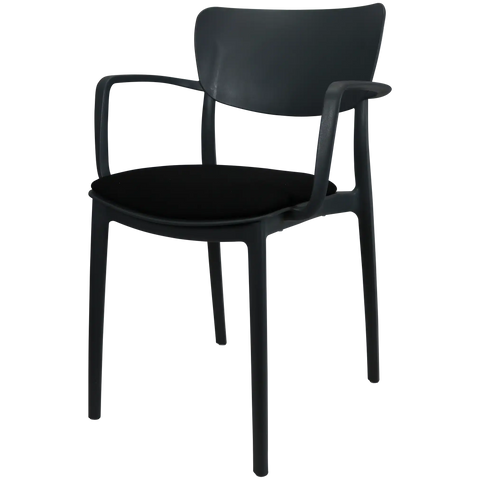 Lisa XL Armchair By Siesta In Anthracite With Black Seat Pad, Viewed From Angle