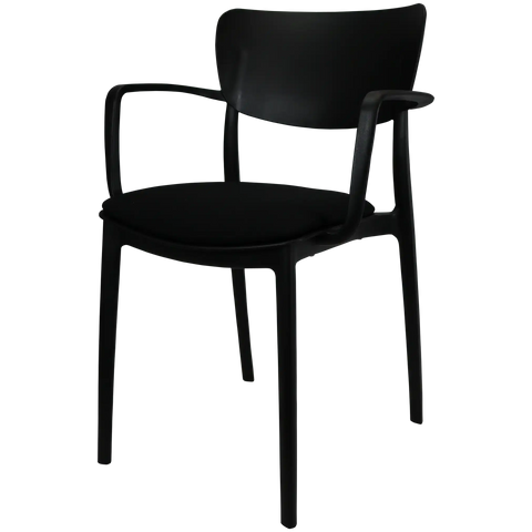 Lisa XL Armchair By Siesta In Black With Black Seat Pad, Viewed From Angle