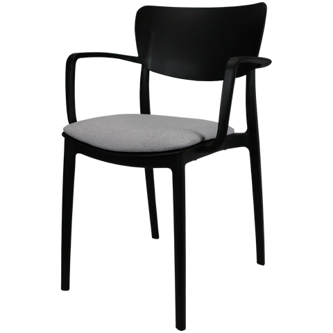 Lisa XL Armchair By Siesta In Black With Light Grey Seat Pad, Viewed From Angle