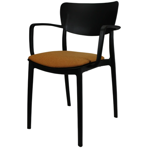 Lisa XL Armchair By Siesta In Black With Orange Seat Pad, Viewed From Angle