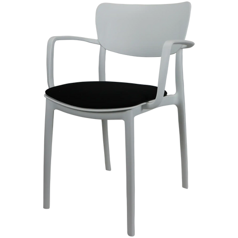 Lisa XL Armchair By Siesta In White With Black Seat Pad, Viewed From Angle