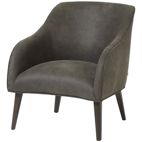 Lobby Loung Chair In Graphite Vinyl With Black Leg From Front Angle