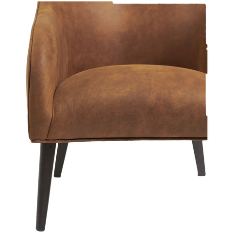 Lobby Loung Chair In Rust Vinyl With Black Leg Close Up