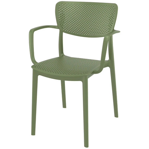 Loft Armchair By Siesta In Olive Green, Viewed From Angle In Front