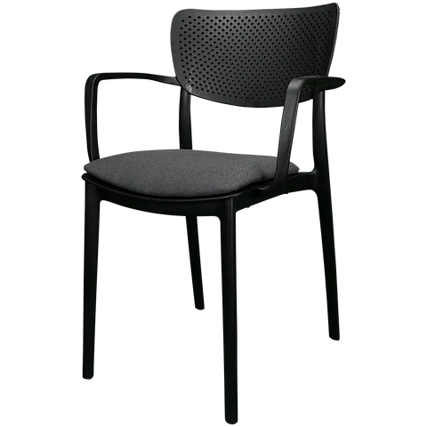 Loft XL Armchair By Siesta In Black With Anthracite Seat Pad, Viewed From Angle