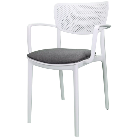 Loft XL Armchair By Siesta In White With Anthracite Seat Pad, Viewed From Angle