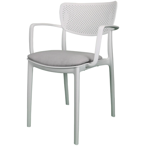 Loft XL Armchair By Siesta In White With Light Grey Seat Pad, Viewed From Angle