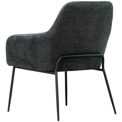 London Tub Chair With Slate Fabric Shell And Black Frame, Viewed From Back Side