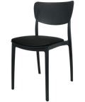 Lucy Chair By Siesta In Anthracite With Black Vinyl Seat Pad, Viewed From Angle